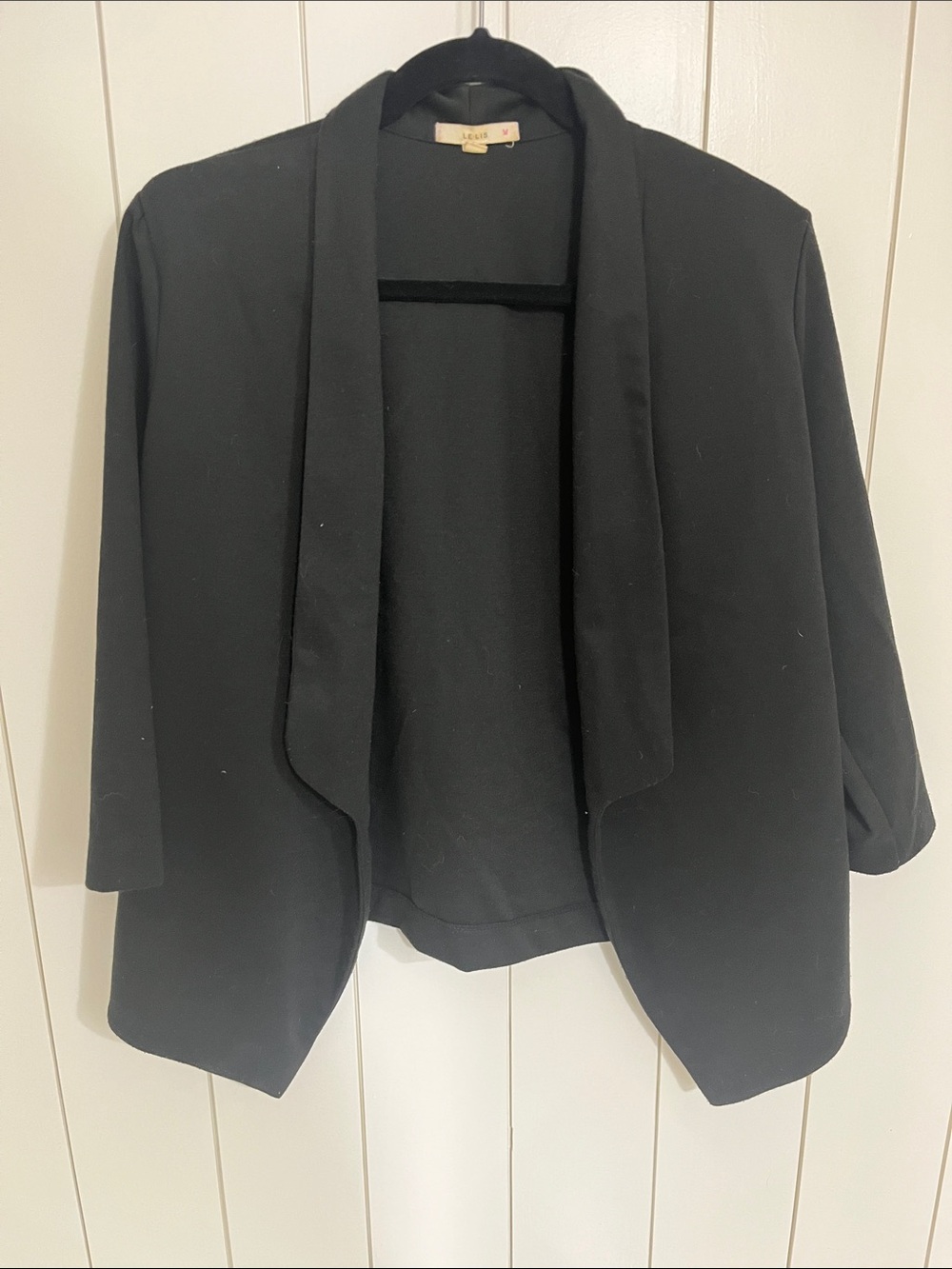 Le Lis Black Open-Front Draped Blazer